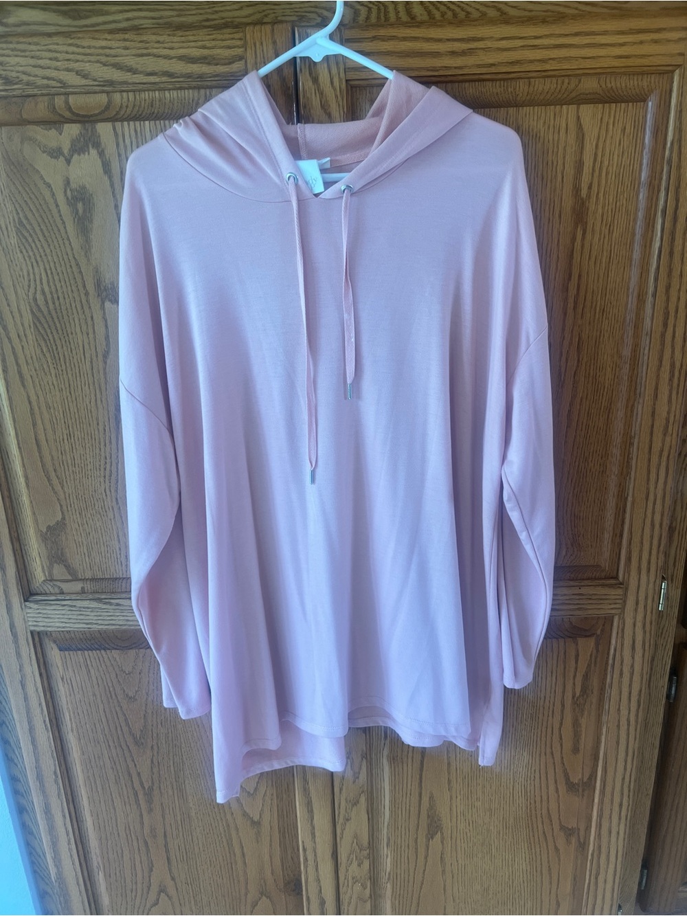 Relaxed Light Pink Hooded Pullover Top